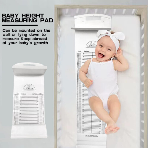 Baby Height Measuring Mat with Fixed Head Positioner, Foldable Washable Infant Growth Chart 1