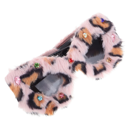Trendy Cat Eye Sonnenbrille Plüsch Gepard Print Mode