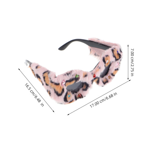 Trendy Cat Eye Sonnenbrille Plüsch Gepard Print Mode 1