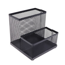 1Stk Multifunktionaler Metall Stiftehalter Schwarz Büro Organizer