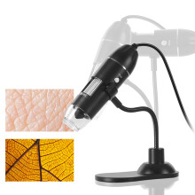 1Stk Handgehaltene USB Lupe Schwarz Mit LED Licht Und Flexiblem Stativ