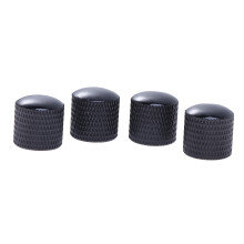 4Stk Schwarze Glänzende E-Gitarrenknöpfe Metallkappen Lautstärke-Set
