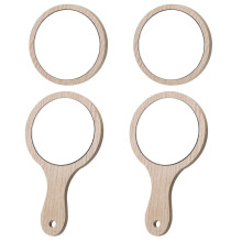 4Stk Handspiegel Holz Glas Beige Klein Praktisch Damen Schminkspiegel