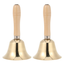 2Stk Party Handglocke Holzgriff Kupfer Glocke Für Schule Und Hochzeit