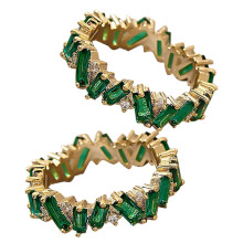 2Stk Grüne Zirkon Fingerringe Kupfer Minimalist Damenring Für Hochzeit