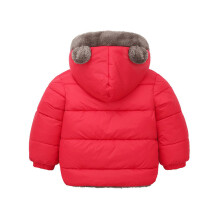 1Pc Kids Red Hooded Cotton-Padded Coat Thickened Winter Outerwear