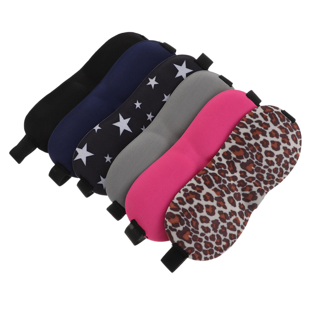 Inoomp 6Pcs Sleeping Traveling Elastic Blindfolds Shading Eye Covers