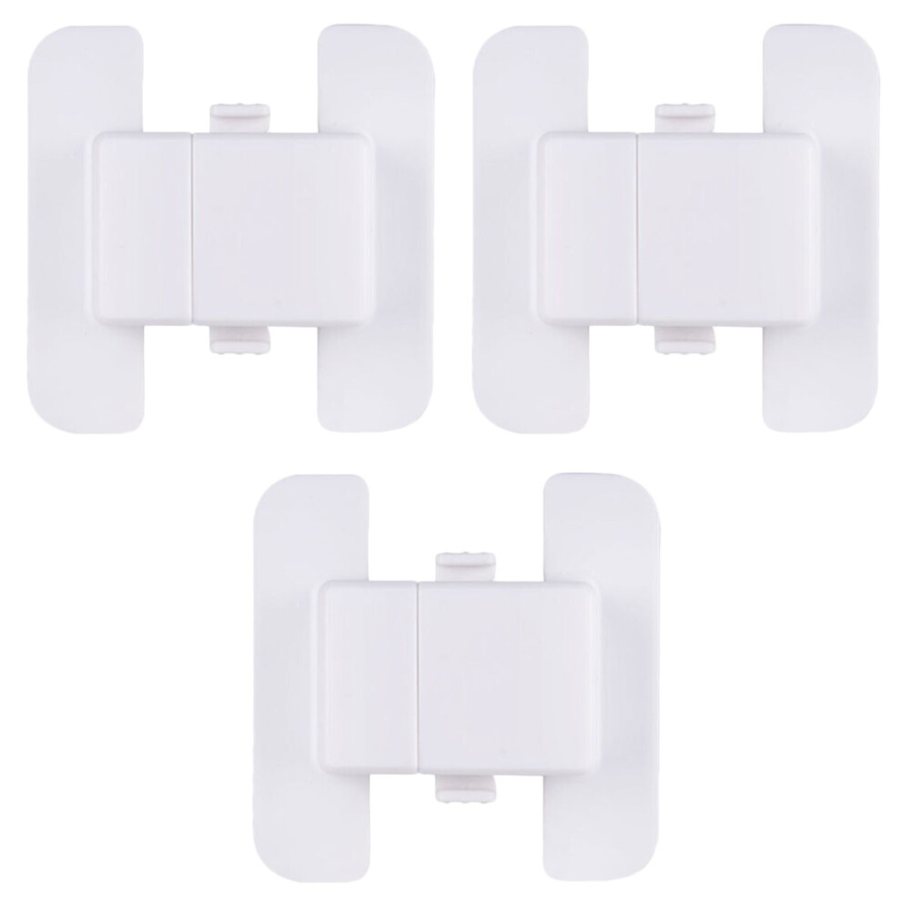 3Pcs Kids Safety Locks Adhesive Child Proof Cabinet Drawer Lock White Happyyami
