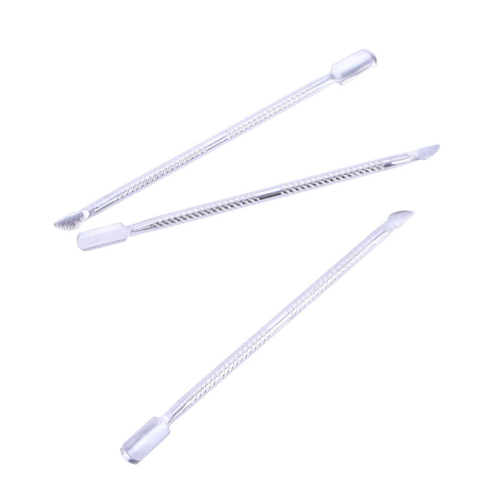 Inoomp Silver 3Pcs Nail Cuticle Spoon Pusher Dual-Ended Tool For Manicure Use