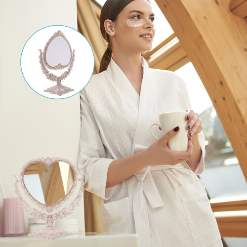 1pc Retro Glass Clear Desktop Mirror Women Cosmetic Makeup Tool 1