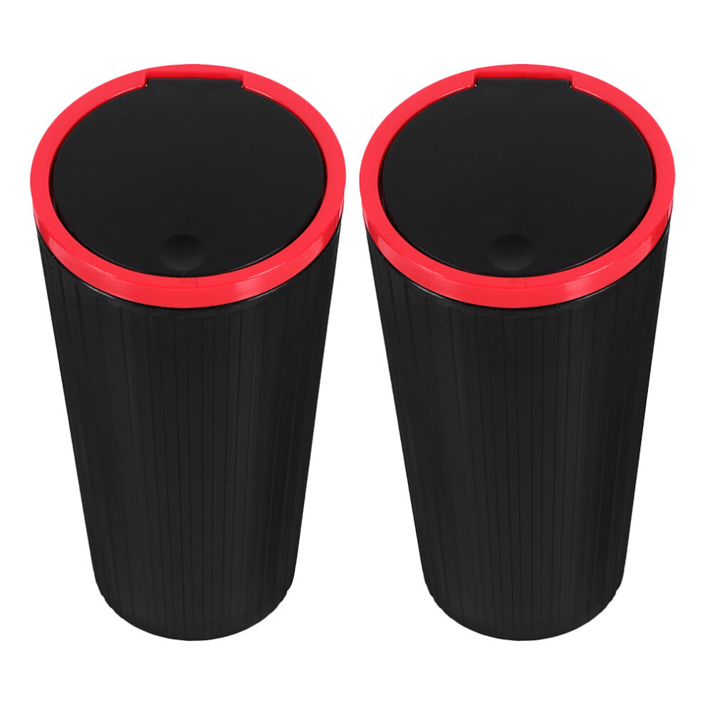 2Pcs Compact Car Trash Can With Lid Small Vehicle Garbage Bin 3062675899676