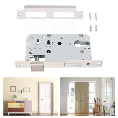 Silver Reversible Bolt Lock for Room and Entry Door Home Use 2