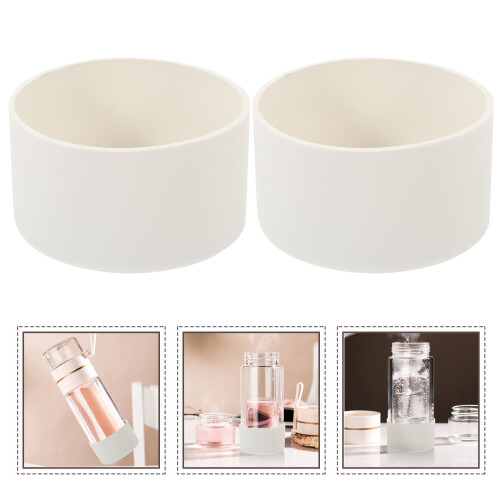2pcs Bottle Sleeve Silicone White With Heat Insulation Feature 1