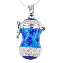 Copper Hollow Out Alloy Aromatherapy Pendant Holder For DIY Necklace Blue