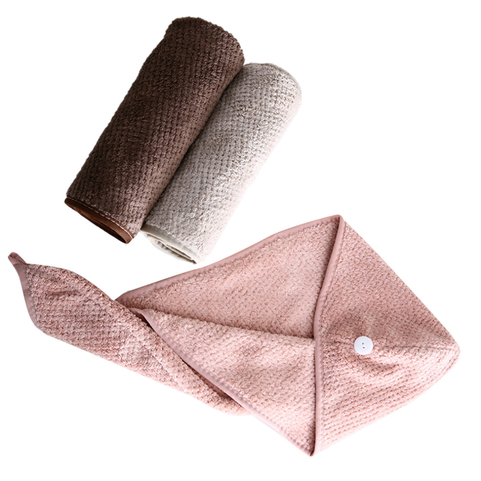 Solustre 3Pcs Fast Drying Hair Caps Assorted Colors Super Soft Absorbent Towels