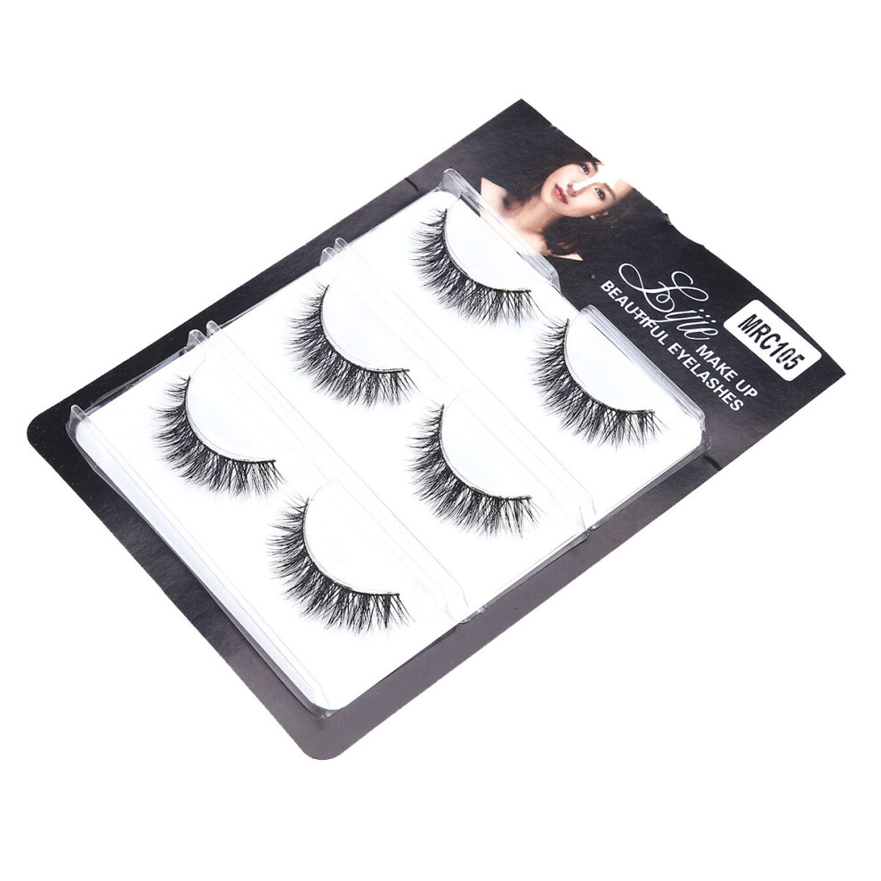 Artibetter Black 3Pairs Natural Fake Lashes Long Thick Easy Use Makeup Eyelashes
