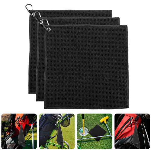 3pcs Golf Towels Gray 30x30cm Microfiber For Golfing Bag 2