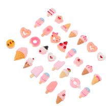 150Pcs Creative DIY Phone Cover Charms Pink Resin Micro Food Ornaments