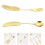 2Pcs Gold Serving Utensils Stainless Steel Small Spoon Fork Flatware 5