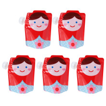 5St Pe Voedselzak Pouch Rood Herbruikbaar Babyvoeding Knijpzak