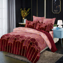Organic Cotton Duvet Cover with Zipper, Soft Breathable Plush Quilt Cover, Blue and Red 2pcs Set