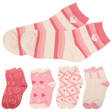 5Pairs Cotton Socks for Kids Girls Pink Ankle Socks Breathable Comfort