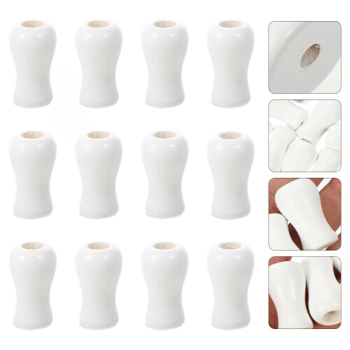 12Pcs Wooden Cord Knobs Pull Ends for Window Blinds White Finish 1