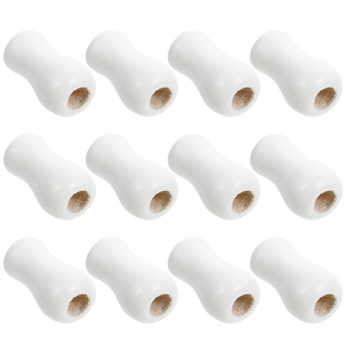 12Pcs Wooden Cord Knobs Pull Ends for Window Blinds White Finish 2
