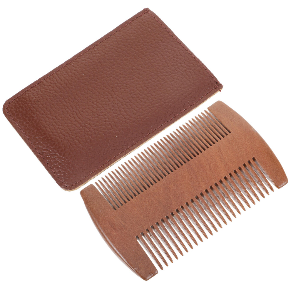 Aboofan Unisex Brown Wooden Beard Comb Mustache Combs Anti Static Durable Design