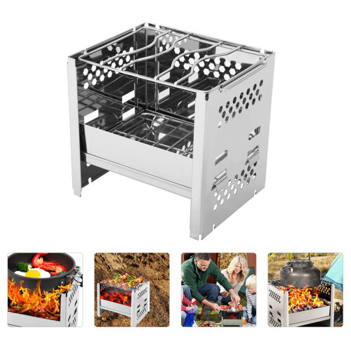 1Stück Edelstahl Mini Campingkocher Für Grill 1