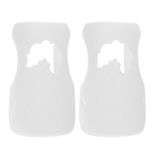 2Pcs Baby Bottle Sleeves Silicone White Shockproof Nursing Covers