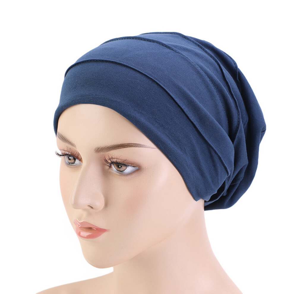 Ohphcall Blue 1Pc Night Sleeping Hat Elastic Woman Cap For Sleep And Makeup
