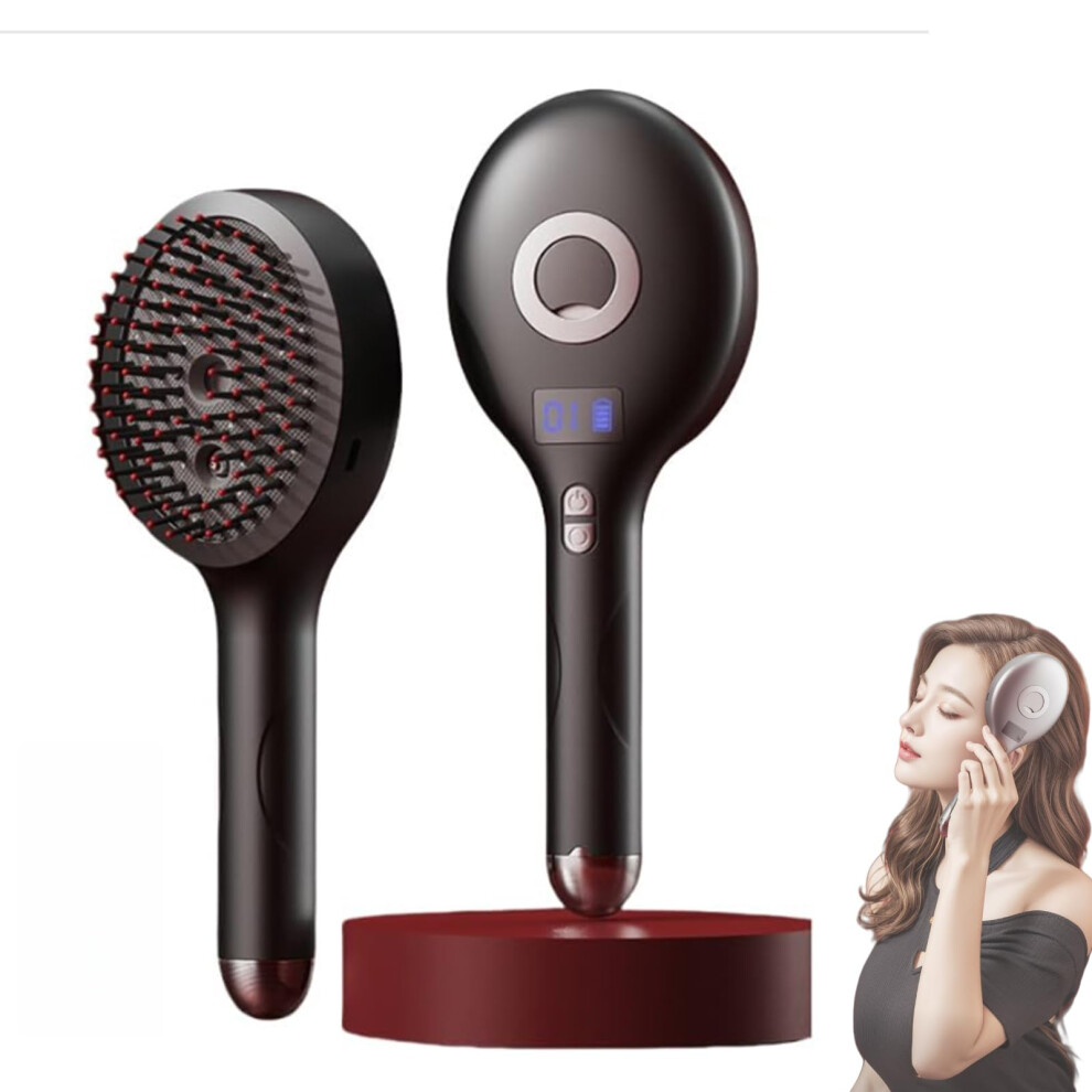Black 2In1 Hair Styling Brush With Mist Sprayer, Wet And Dry Detangling Brush For Shine And Smoothness,