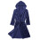 Dark Blue Mens Hooded Bath Robe Soft Polyester Towel Shower Robe 6