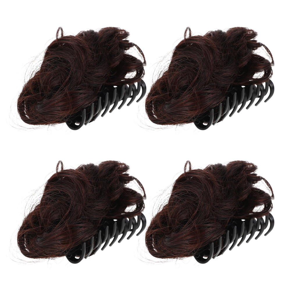 Unisex Messy Bun Hair Piece Clipon Curly Chignon Hair Extension With Claw Clip For Women 4Pcs