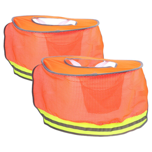 2Pcs Orange Hard Hat Sun Shades Full Brim Visor with Reflective Strips 2