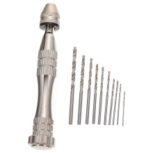 1Set Aluminum Alloy Precision Hand Drill Bit Set Silver Manual Tool