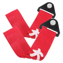 2Pcs Red Nylon Tow Strap with Metal Hook for Truck Towing and Recovery