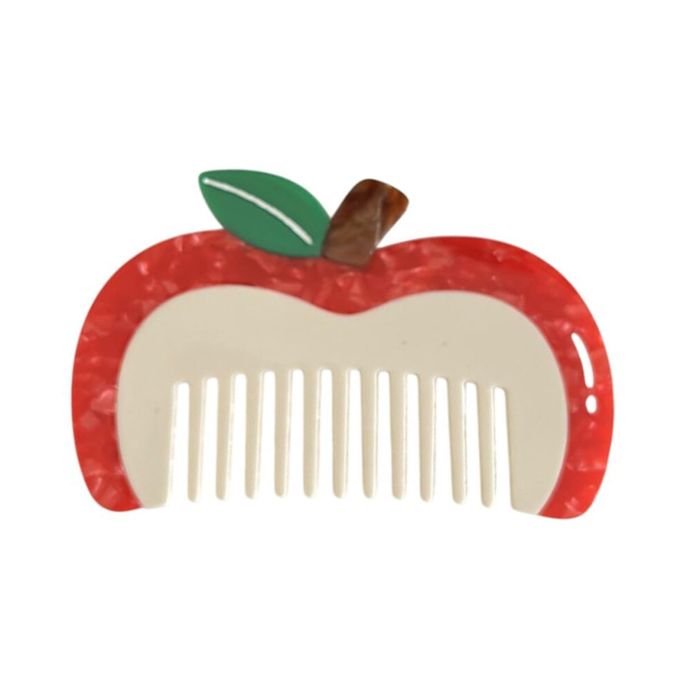 Unisex Wide Tooth Comb For Curly Hair, Acetate Detangling Comb For Thick Hair, Cute Apple Shape