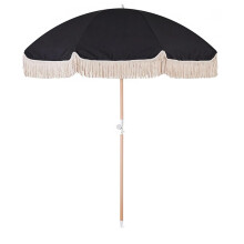 6.5ft Beach Umbrella with Fringe, UPF 50+ Sun Protection Boho Tassel Patio Parasol with Carry Bag