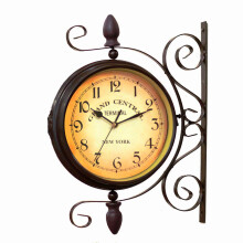 Vintage Double Sided Wall Clock 360 Rotation Silent Dual Face Antique Decor for Home and Office