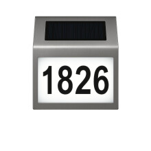Solar Address Sign with Bright LED Backlighting, Waterproof Stainless Steel, Auto On/Off, Numbers