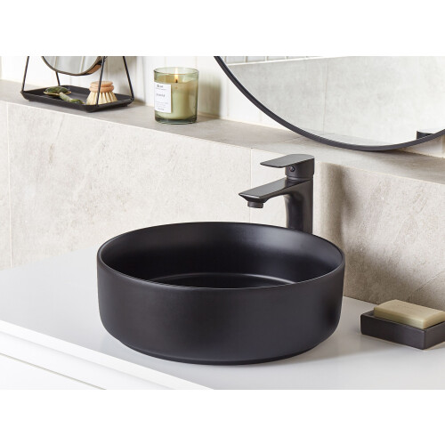 Beliani Countertop Basin CALIG  360 mm Ceramic Black 1