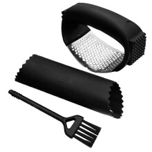 Stainless Steel Garlic Press Crusher with Ergonomic Handle and Cleaning Brush, Dishwasher Safe