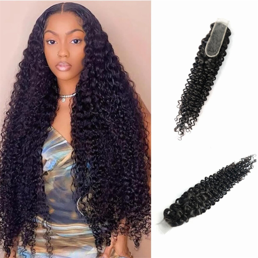 Unisex Brazilian Virgin Hair Closure 10 Inch Curly 2X6 Lace Pre Plucked Natural Hairline With Baby Hair