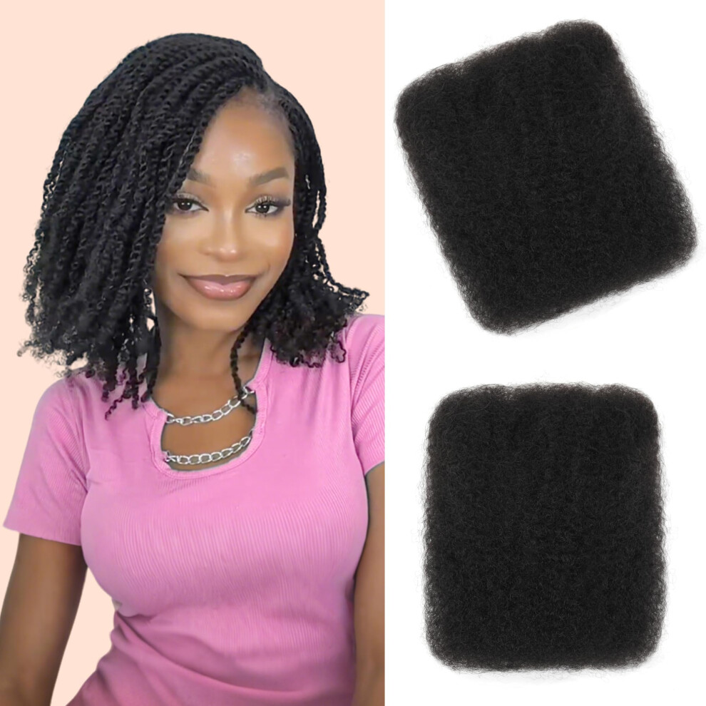 Unisex Black Afro Kinky Human Hair 14 Inch 4C Kinky Curly Extensions For Twists And Dreadlock Styles