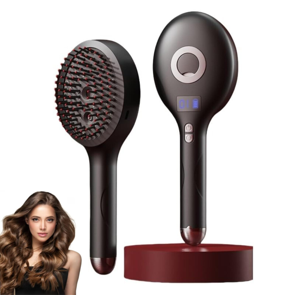 Black 2 In 1 Hair Detangling Brush With Continuous Mist Spray Bottle For Wet And Dry Hair, Travel Size