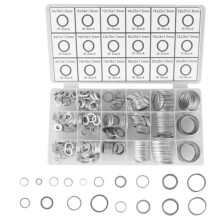 450Stk Aluminium Dichtungen Set Silber 18 Größen Flache Ringe Mit Box