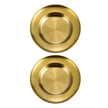 2Stk Edelstahl Teller Gold Rund Dessert Snackplatte Bbq Party