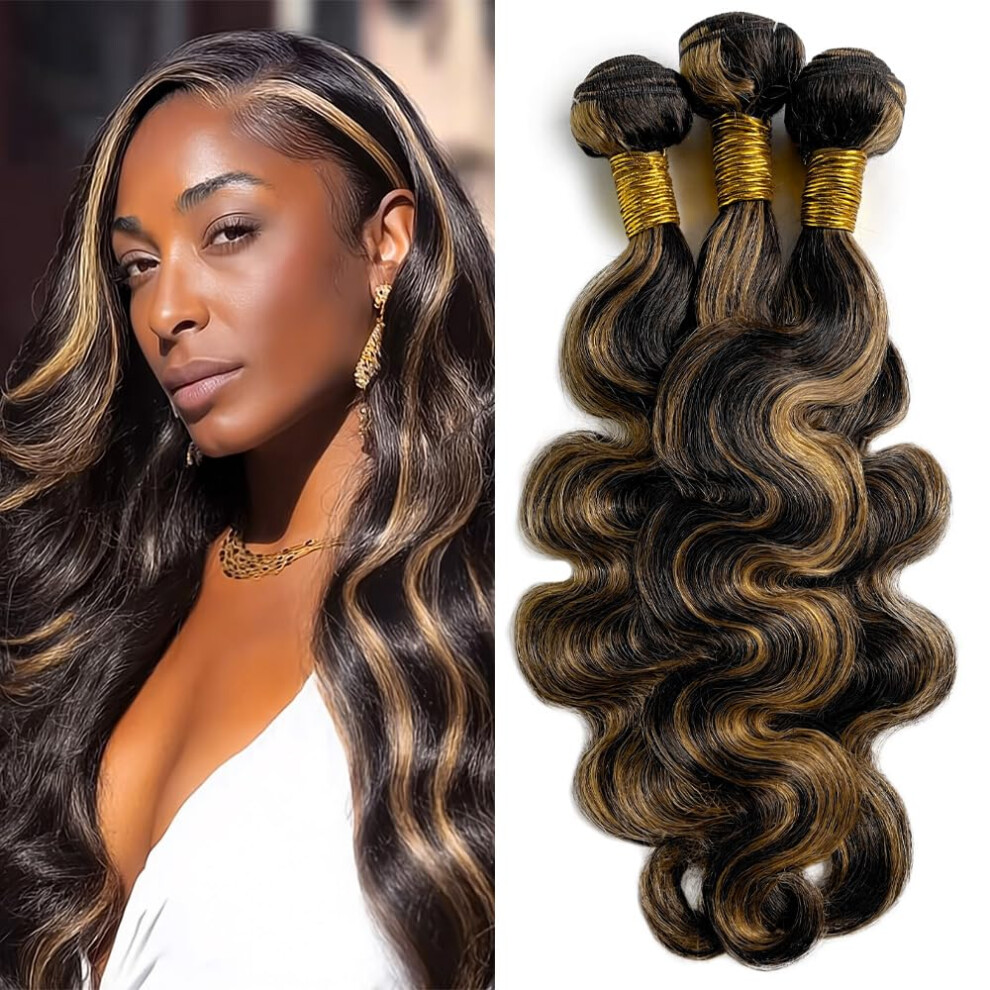 Unisex Brazilian Body Wave Hair Bundles P1b/27 Ombre Honey Blonde Human Hair Extensions 26 28 30 Inch Double Weft